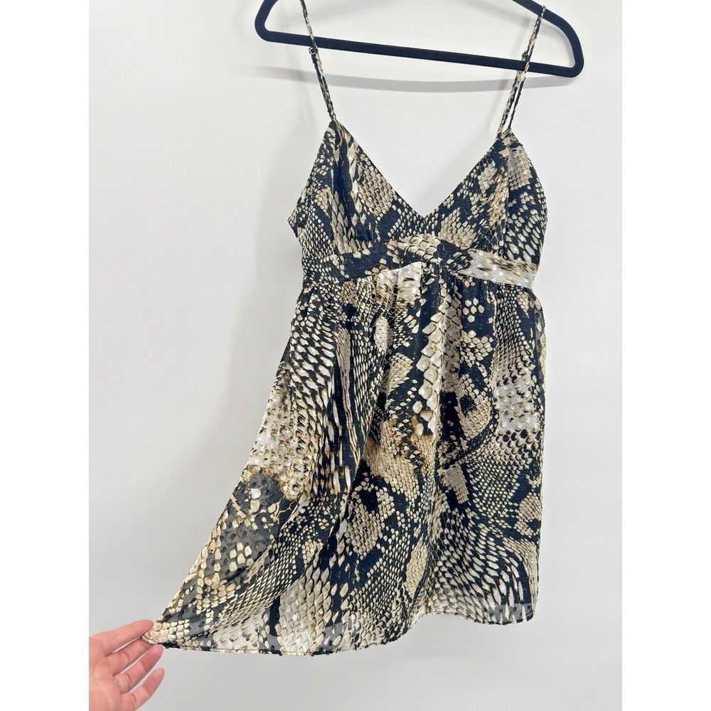 Zara Snake Skin Babydoll Mini Dress Medium Lined Adjustable Mobwife Party Dance
